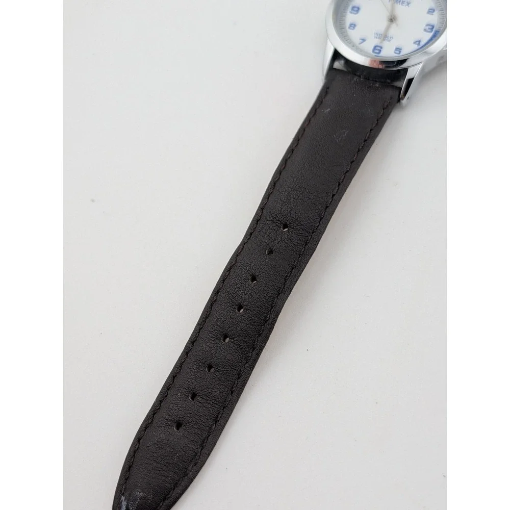 Timex Indiglo Women's Watch 30mm Silver Case Brown Leather Band- New Battery